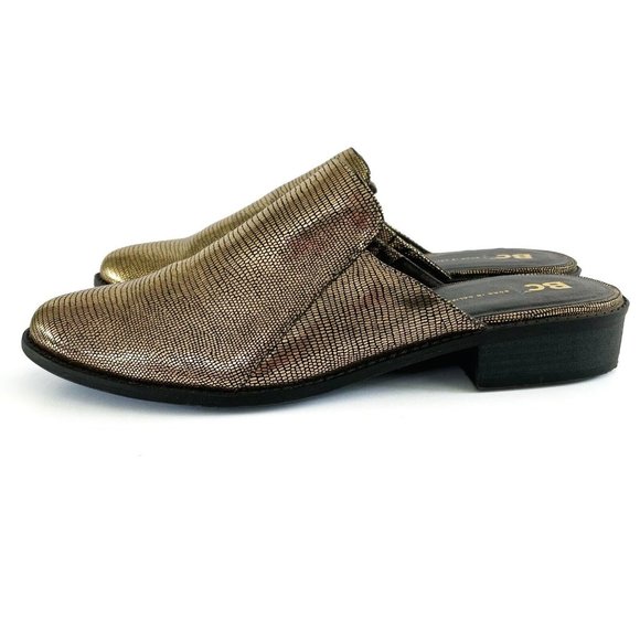 BC Shoes Vegan Mules Slides Women's 9 Slip On Metallic Modern Casual Avant Garde - Picture 3 of 16